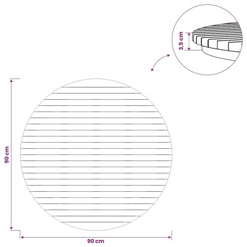 Gornji dio stola Ø 90 x 3,5 Kružni Čvrsto teak drvo Prirodna - Ø 90 cm Cijena