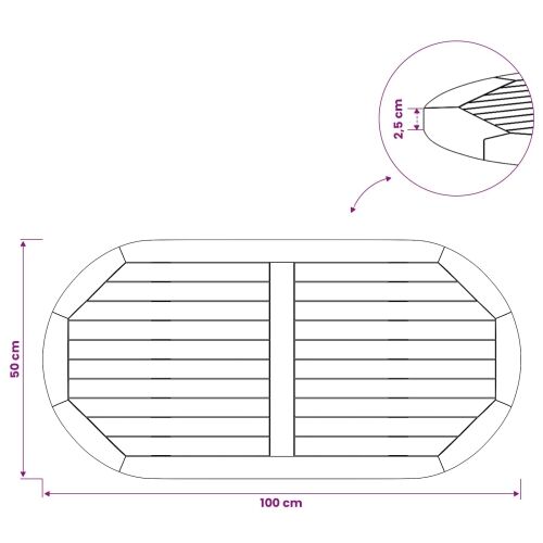 Gornji dio stola Ovalni Čvrsto teak drvo Prirodna - 100 x 50 cm Ovalno Cijena
