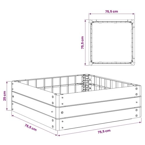 Povišena gredica Crna 75,5 x 75,5 x 25 cm PP Cijena