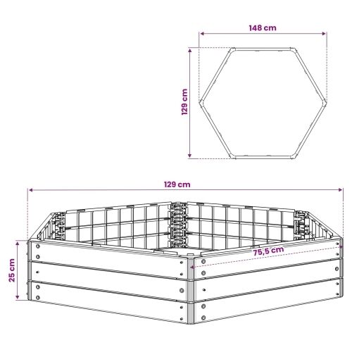 Povišena gredica Crna 148 x 129 x 25 cm PP Cijena