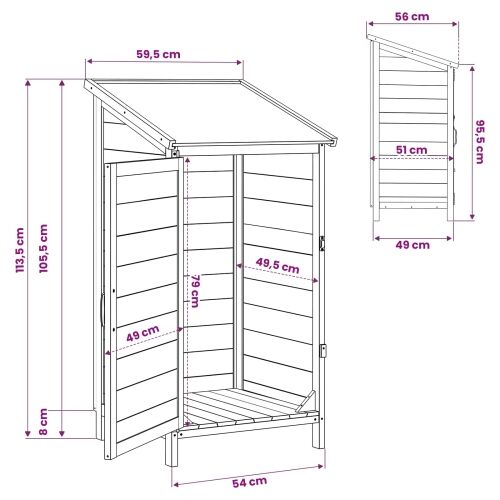 Vrtna Šupa s krovom Siva 59 x 56 x 113,5 cm Čvrsto drvo jele - Siva 59 x 56 x 113,5 cm Cijena