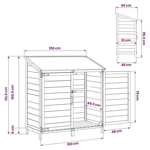 Vrtna Šupa s krovom Siva 106,5 x 56 x 113,5 cm Čvrsto drvo jele - Siva 106,5 x 56 x 113,5 cm Cijena