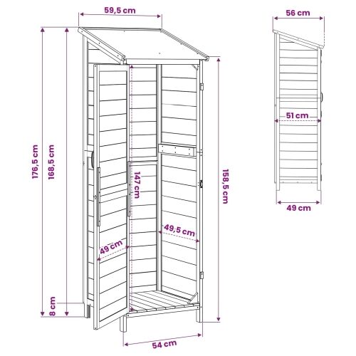 Vrtna Šupa Prirodna 59,5 x 56 x 176,5 cm Čvrsto drvo jele - Prirodna 59 x 56 x 176,5 cm Cijena