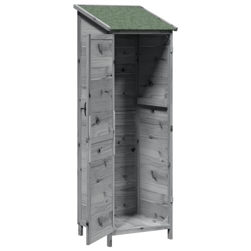 Vrtna Šupa s krovom Siva 59,5 x 56 x 176,5 cm Čvrsto drvo jele - Siva 59 x 56 x 176,5 cm Cijena