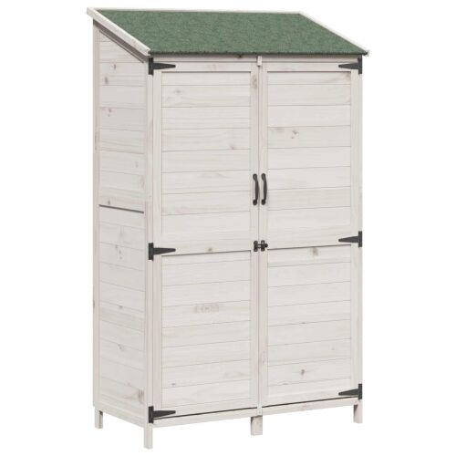 Vrtna Šupa s krovom Bijela 106,5 x 56 x 176 cm Čvrsto drvo jele - Bijela 106,5 x 56 x 176 cm Cijena
