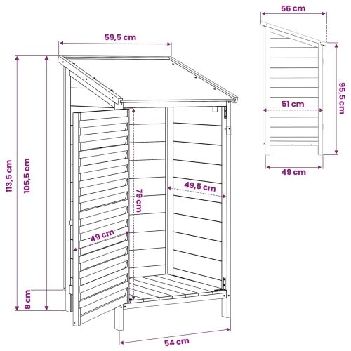 Vrtna Šupa s krovom Siva 59 x 56 x 113,5 cm Čvrsto drvo jele - Siva 59 x 56 x 113,5 cm Cijena