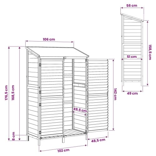 Vrtna Šupa s krovom Bijela 106 x 56 x 176,5 cm Čvrsto drvo jele - Bijela 106 x 56 x 176,5 cm Cijena