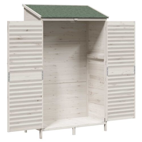 Vrtna Šupa s krovom Bijela 106 x 56 x 176,5 cm Čvrsto drvo jele - Bijela 106 x 56 x 176,5 cm Cijena
