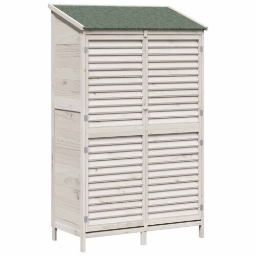 Vrtna Šupa s krovom Bijela 106 x 56 x 176,5 cm Čvrsto drvo jele - Bijela 106 x 56 x 176,5 cm Cijena
