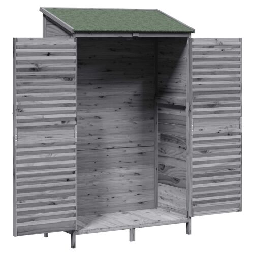 Vrtna Šupa s krovom Siva 106 x 56 x 176,5 cm Čvrsto drvo jele - Siva 106 x 56 x 176,5 cm Cijena