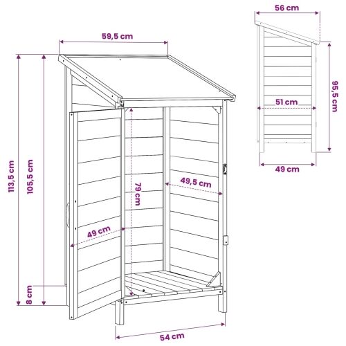 Vrtna Šupa Bijela 59,5 x 56 x 113,5 cm Čvrsto drvo jele - Bijela 59 x 56 x 113,5 cm Cijena