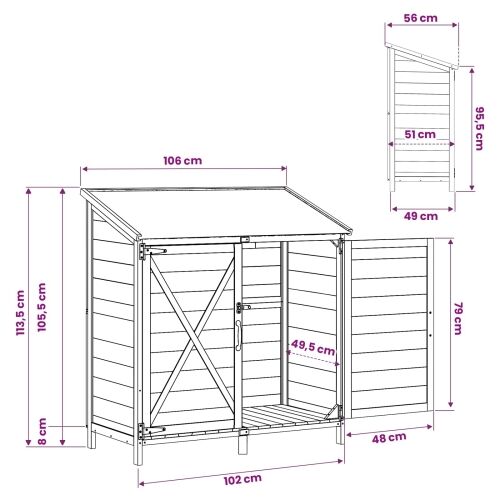 Vrtna Šupa Smeđa 106 x 56 x 113,5 cm Čvrsto drvo jele - Smeđa 106,5 x 56 x 113,5 cm Cijena