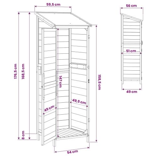 Vrtna Šupa Smeđa 59,5 x 56 x 176,5 cm Čvrsto drvo jele - Smeđa 59 x 56 x 176,5 cm Cijena
