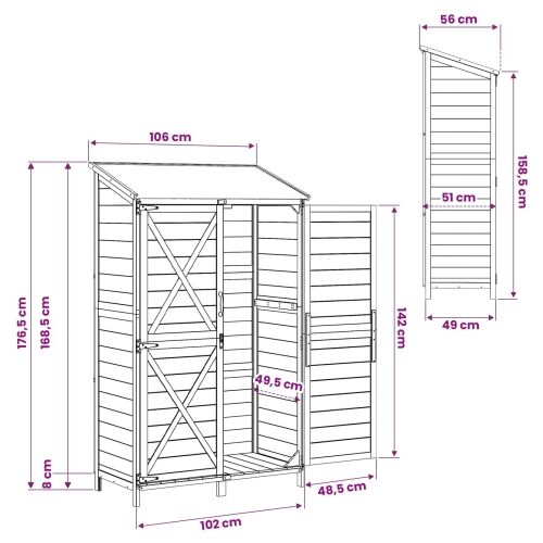 Vrtna Šupa Prirodna 106 x 56 x 176,5 cm Čvrsto drvo jele - Prirodna 106,5 x 56 x 176 cm Cijena