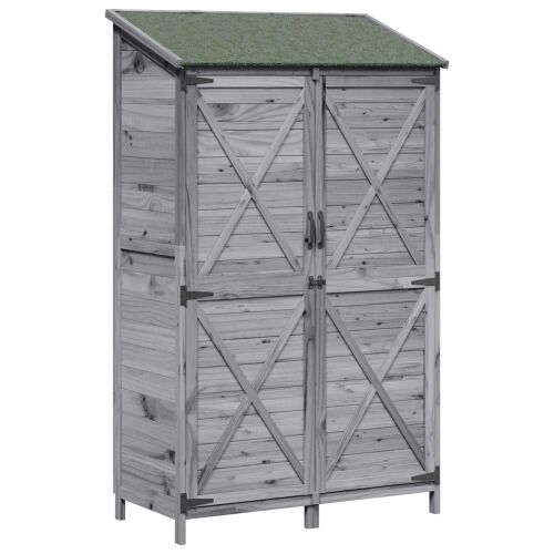 Vrtna Šupa Siva 106 x 56 x 176,5 cm Čvrsto drvo jele - Siva 106,5 x 56 x 176 cm Cijena