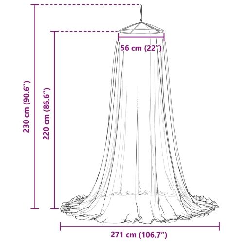 Mreža za komarce za krevet 156 mesh Crna ⌀56 x 220 cm Poliester - 850 cm Crna 1 Cijena