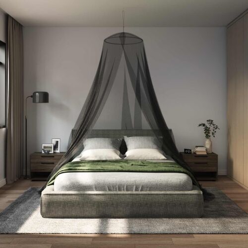 Mreža za komarce za krevet 156 mesh Crna ⌀56 x 220 cm Poliester - 1270 cm Crna 1 Cijena
