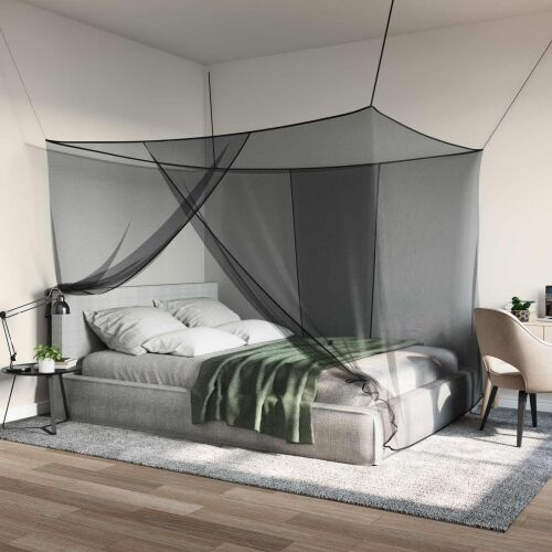 Mreža za komarce za krevet 3 kom. 156 mesh Crna Poliester - 220 x 200 x 210 cm Crna 3 Cijena