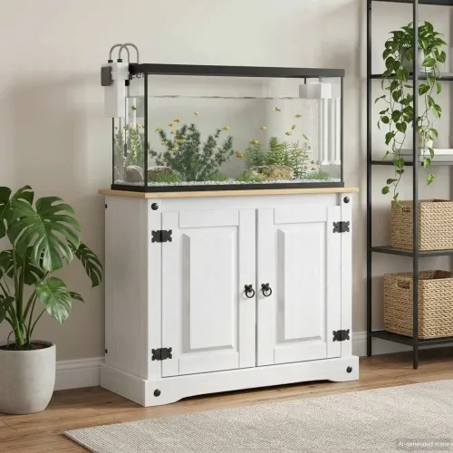Stalak za akvarij CORONA Bijela i smeđa 81,5 x 37 x 73 cm - Bijela i smeđa Cijena