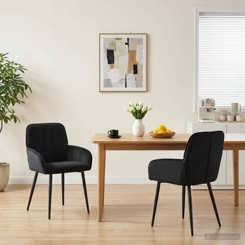 Trpezarijske stolice 2 kom. Baršun Crna 57 x 50 x 85 cm - Crna 2 Cijena