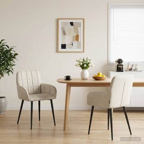 Trpezarijske stolice 2 kom. Baršun Krem 57 x 50 x 85 cm - Krem 2 Cijena