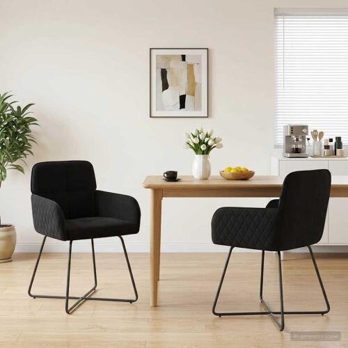 Trpezarijske stolice 2 kom. Baršun Crna 59 x 56,5 x 86 cm - Crna 2 Cijena