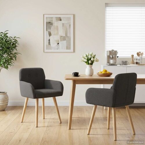 Trpezarijske stolice 2 kom. Bouclé Tamnosiva 59 x 57 x 85 cm - Tamnosiva 2 Cijena