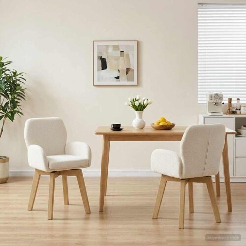 Okretne blagovaonske stolice 2 kom. Bouclé Krem 54 x 58 x 87 cm - Krem 2 Cijena