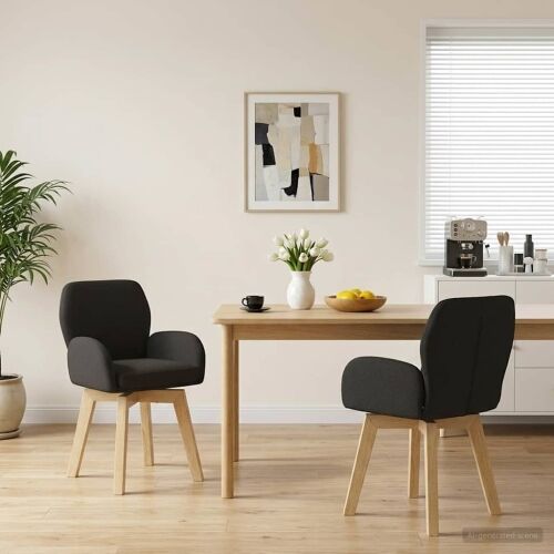 Okretne blagovaonske stolice 2 kom. Bouclé Crna 54 x 58 x 87 cm - Crna 2 Cijena