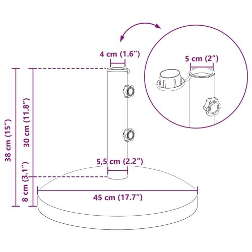 Stalak za suncobran za cijev promjera 40-50 mm 26.45 kg Siva - Siva bez kotača Cijena