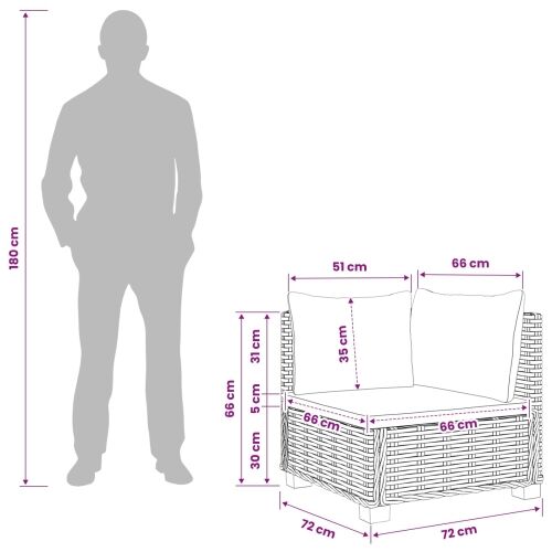 Kutna sofa s jastucima GENDT Prirodni ratan Prirodna - Prirodna Cijena