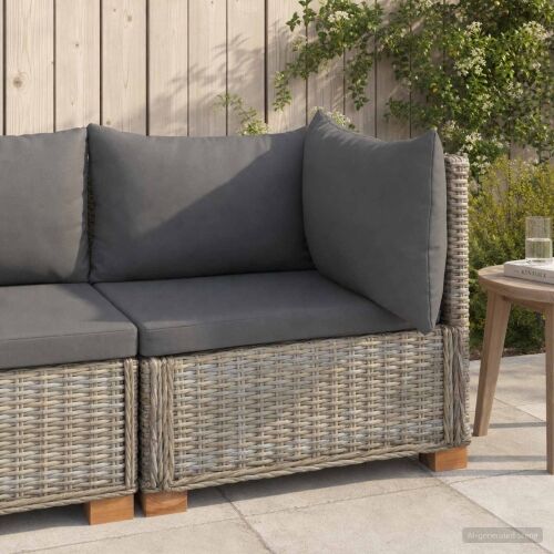 Kutna sofa s jastucima GENDT Prirodni ratan Kubu siva - Kubu siva Cijena