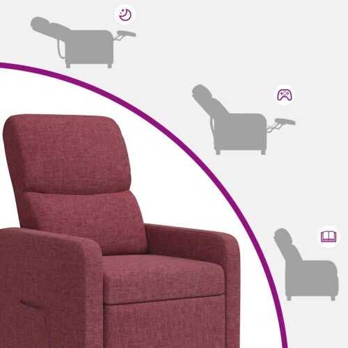 Fotelja s nagibom Vinova crvena Tkanina - boja crnog vina s funkcijom masaže Cijena