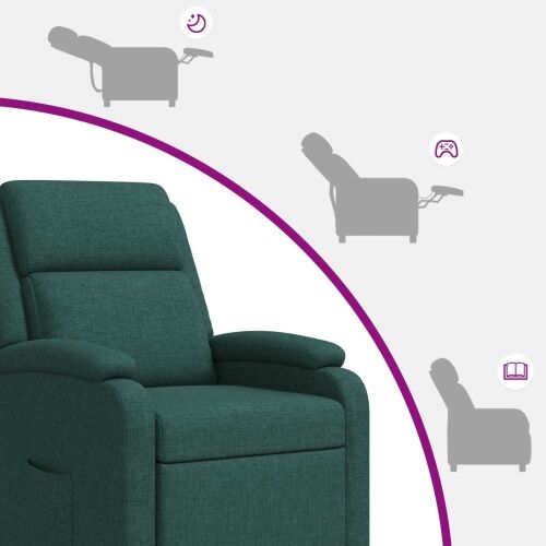 Fotelja s nagibom Tamnozelena Tkanina - Tamnozelena bez funkcije masaže Cijena