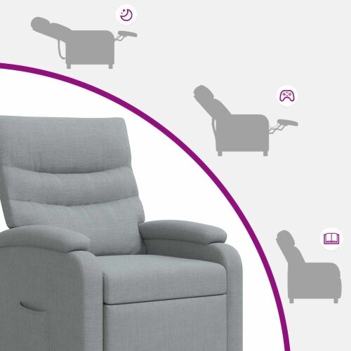 Fotelja s nagibom Svjetlosiva Tkanina - Svjetlosiva bez funkcije masaže Cijena
