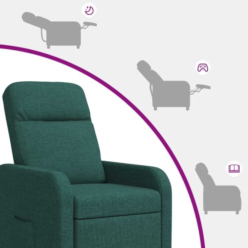 Fotelja s nagibom Tamnozelena Tkanina - Tamnozelena bez funkcije masaže Cijena