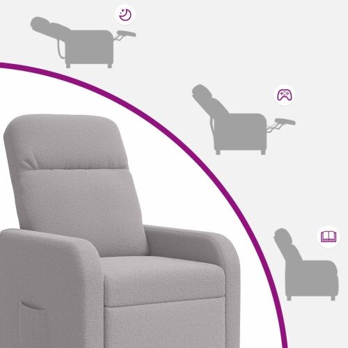 Fotelja s nagibom Svjetlosiva Bouclé - Svjetlosiva bez funkcije masaže Cijena