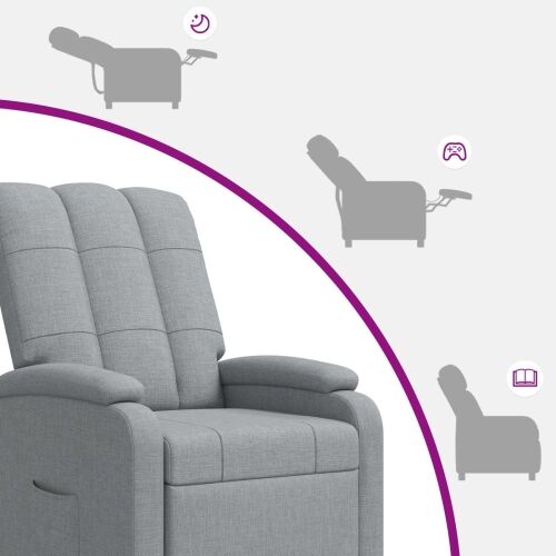 Fotelja s nagibom Svjetlosiva Tkanina - Svjetlosiva bez funkcije masaže Cijena