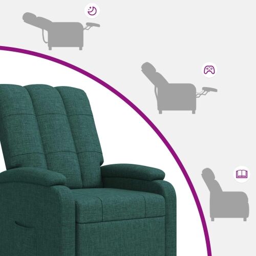 Fotelja s nagibom Tamnozelena Tkanina - Tamnozelena bez funkcije masaže Cijena