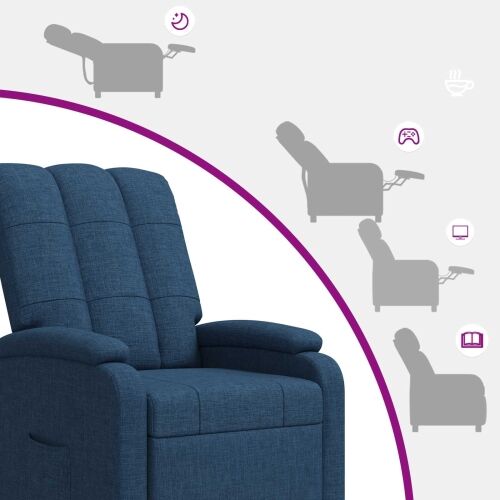 Fotelja s nagibom Plava Tkanina - Plava bez funkcije masaže Cijena