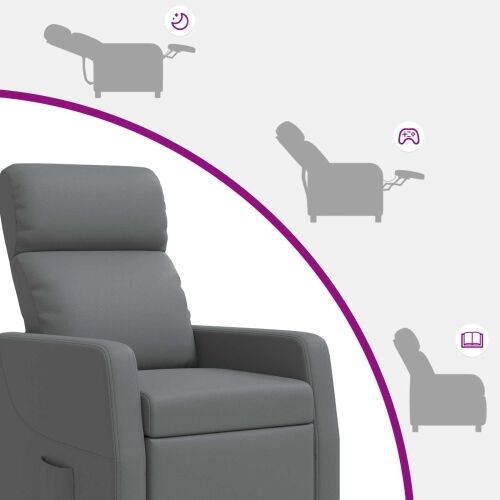 Fotelja s nagibom Siva Umjetna koža - Siva bez masaže Cijena