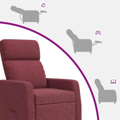 Fotelja s nagibom Vinska crvena Tkanina - boja crnog vina bez masaže Cijena
