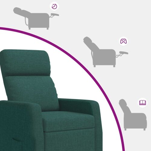 Fotelja s nagibom Tamnozelena Tkanina - Tamnozelena bez masaže Cijena
