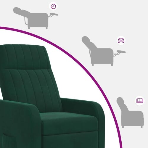 Fotelja s nagibom Tamnozelena Baršun - Tamnozelena bez masaže Cijena