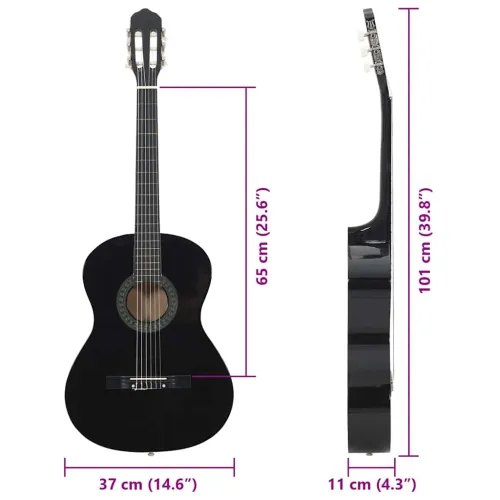 Klasična gitara za početnike crna 4/4 39” od drva lipe &nbsp;  &nbsp; - Crna 4/4 39” Cijena
