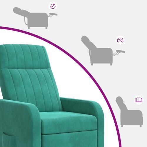 Fotelja s nagibom Tirkizna Baršun - Tirkizna bez masaže Cijena