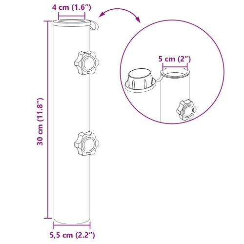 Cijev za suncobran 0.63 kg Prirodni nehrđajući čelik - Nehrđajući čelik Cijena
