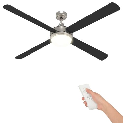 Ventilator za strop s svjetlom i daljinskim upravljačem Crna - Crna 130 cm s 4 krila Cijena