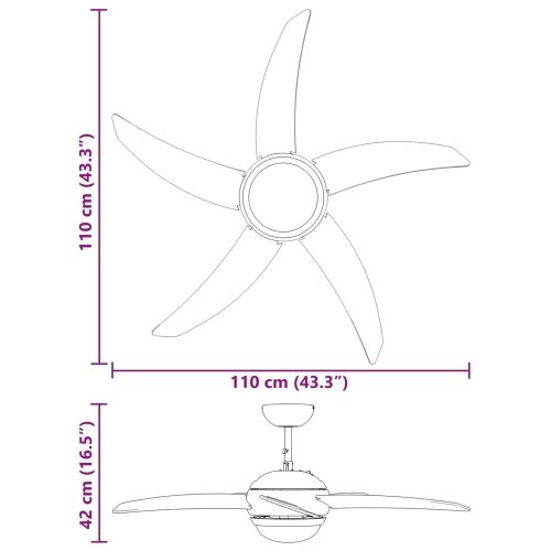 Ventilator za strop s svjetlom i daljinskim upravljačem - Transparentan 110 cm s 5 oštrica Cijena