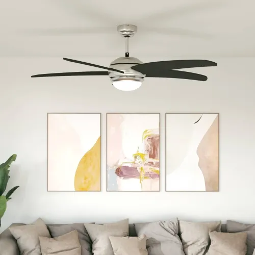 Ventilator za strop s svjetlom i daljinskim upravljačem Crna - Crna 130 cm s 5 oštrica Cijena